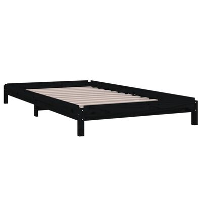 vidaXL virnastatav voodi, must, 80 x 200 cm, männipuit