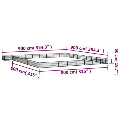 vidaXL 36 paneeliga koera mänguaed must 100x50 cm pulbervärvitud teras