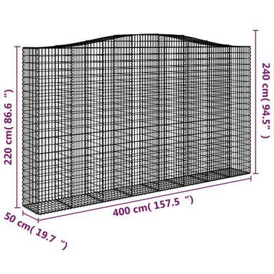 vidaXL kaarekujulised gabioonkorvid 6 tk, 400x50x220/240 cm, raud