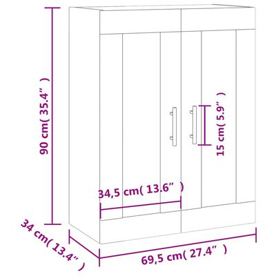 vidaXL seinakapp, suitsutatud tamm, 69,5 x 34 x 90 cm