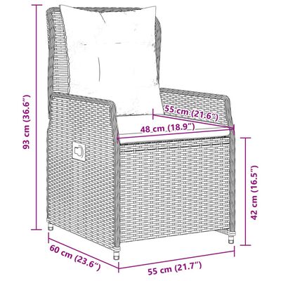 vidaXL 3-osaline bistrookomplekt istmepatjadega, hall, polürotang