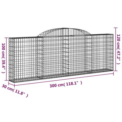 vidaXL kaarekujulised gabioonkorvid 13 tk, 300x30x100/120 cm, raud