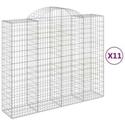 vidaXL kaarekujulised gabioonkorvid 11 tk, 200x50x160/180 cm, raud