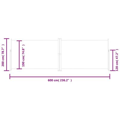 vidaXL lahtitõmmatav külgsein punane 200 x 600 cm