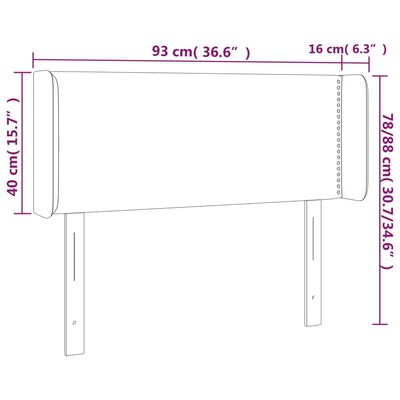 vidaXL LED-voodipeats, helehall, 93x16x78/88 cm, kangas