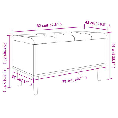 vidaXL hoiupink, hall Sonoma tamm, 82 x 42 x 46 cm, tehispuit