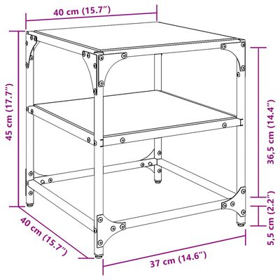 vidaXL kohvilauad 2 tk, must klaasplaat, 40x40x45 cm, teras