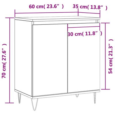 vidaXL puhvetkapp, hall Sonoma tamm, 60x35x70 cm, tehispuit