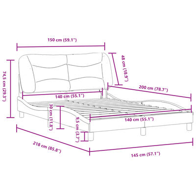 vidaXL voodiraam LED-tuledega, tumepruun, 140x200 cm, kangas