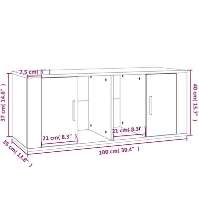 vidaXL telerikapp, hall Sonoma tamm, 100 x 35 x 40 cm, tehispuit