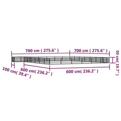 vidaXL 28 paneeliga koera mänguaed must 100x50 cm pulbervärvitud teras