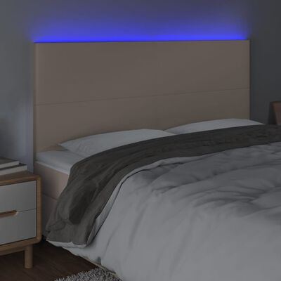 vidaXL LED-voodipeats, Cappuccino, 180x5x118/128 cm, kunstnahk