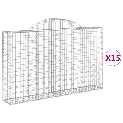 vidaXL kaarekujulised gabioonkorvid 15 tk, 200x30x120/140 cm, raud