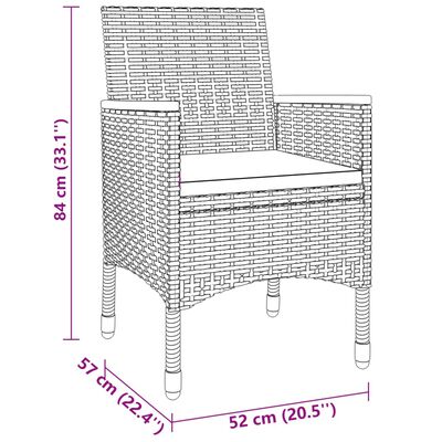 vidaXL 3-osaline aiamööbli komplekt, polürotang, must