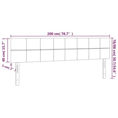 vidaXL LED-voodipeats, must, 200x5x78/88 cm, samet