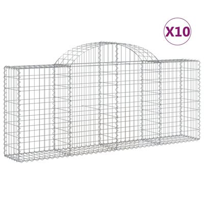 vidaXL kaarekujulised gabioonkorvid 10 tk, 200x30x80/100 cm, raud