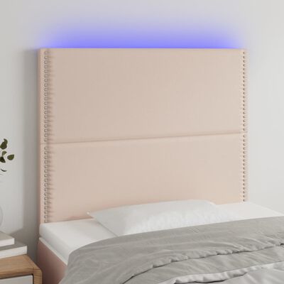 vidaXL LED-voodipeats, Cappuccino, 80x5x118/128 cm, kunstnahk