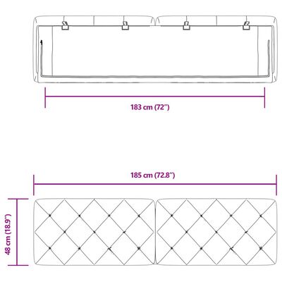 vidaXL voodipeatsi padi, helehall, 180 cm, samet