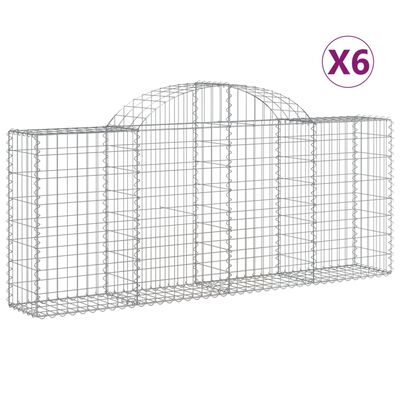 vidaXL kaarekujulised gabioonkorvid 6 tk, 200x30x80/100 cm, raud