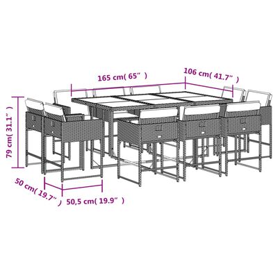 vidaXL 11-osaline aia söögimööbli komplekt patjadega, beežid toonid