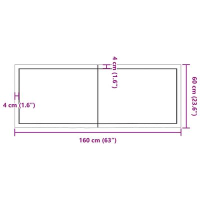 vidaXL lauaplaat, tumepruun, 160 x 60 x (2-6) cm, töödeldud tammepuit