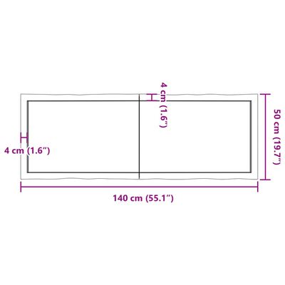 vidaXL lauaplaat, helepruun, 140 x 50 x (2-6) cm, töödeldud täispuit