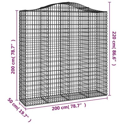 vidaXL kaarekujulised gabioonkorvid 2 tk, 200x50x200/220 cm, raud