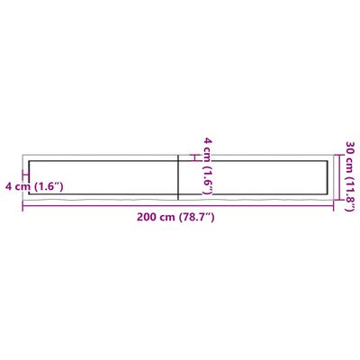 vidaXL seinariiul, tumepruun, 200x30x(2-6) cm, töödeldud tammepuit