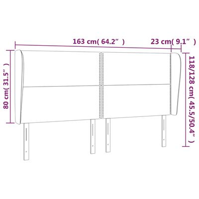 vidaXL voodipeats servadega, tumehall, 163x23x118/128 cm, samet