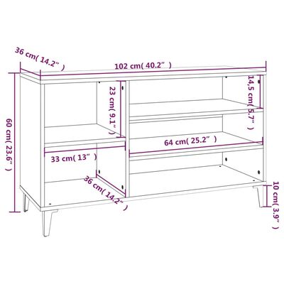 vidaXL kingakapp, pruun tamm, 102x36x60 cm, tehispuit