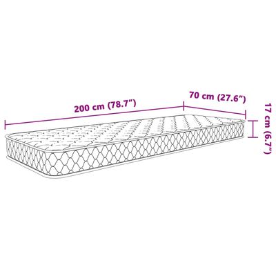 vidaXL mäluvahust madrats valge 70x200x17 cm