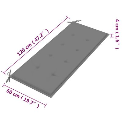 vidaXL 2-kohaline aiapink padjaga, 120 cm, eukalüptipuit