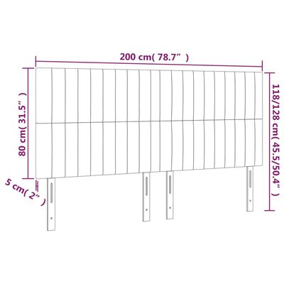 vidaXL LED-voodipeats, helehall, 200x5x118/128 cm, samet