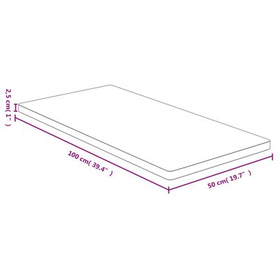 vidaXL lauaplaat, 50x100x2,5 cm, bambus