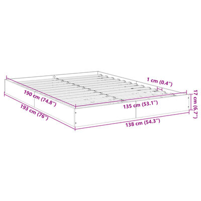 vidaXL voodiraam, must, 135x190 cm, teras ja tehispuit