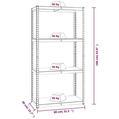 vidaXL 4 riiuliga riiulid 4 tk, antratsiithall, teras ja tehispuit