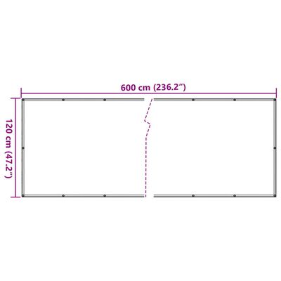 vidaXL rõdu privaatsuskate, kreemjas, 600x120 cm, PVC