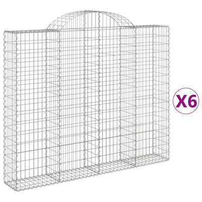 vidaXL kaarekujulised gabioonkorvid 6 tk, 200x30x160/180 cm, raud