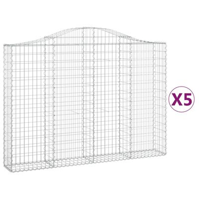 vidaXL kaarekujulised gabioonkorvid 5 tk, 200x30x140/160 cm, raud