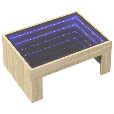 vidaXL kohvilaud LED-tuledega, Sonoma tamm, 70x50x30 cm