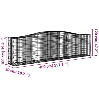 vidaXL kaarekujulised gabioonkorvid 5 tk, 400x50x100/120 cm, raud