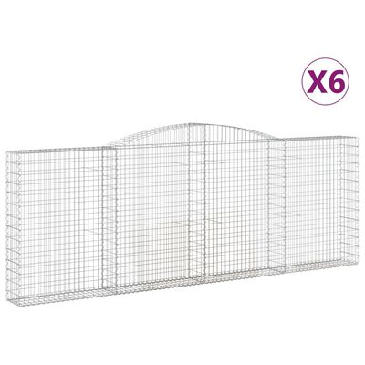 vidaXL kaarekujulised gabioonkorvid 6 tk, 400x30x140/160 cm, raud