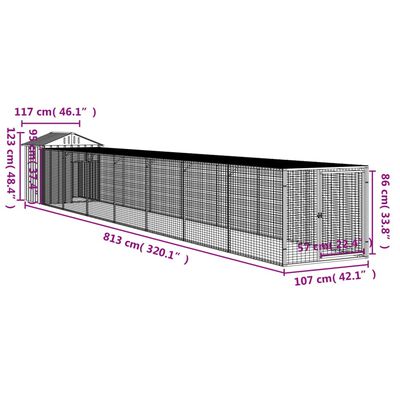 vidaXL kanapuur aedikuga, helehall, 117x813x123 cm, tsingitud teras