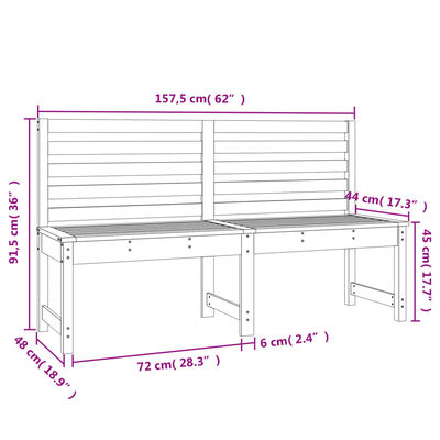 vidaXL aiapink, must, 157,5 cm, männipuit