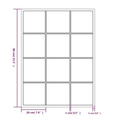 vidaXL seinapeeglid 3 tk, must, 80 x 60 cm, metall