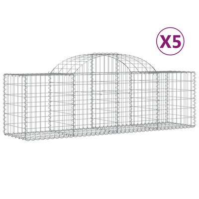 vidaXL kaarekujulised gabioonkorvid 5 tk, 200x50x60/80 cm, raud