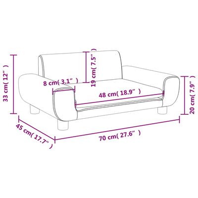 vidaXL lastediivan, must, 70 x 45 x 33 cm, samet