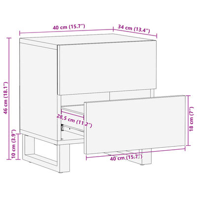 vidaXL öökapid 2 tk, 40 x 34 x 46 cm, pleegitatud mangopuit