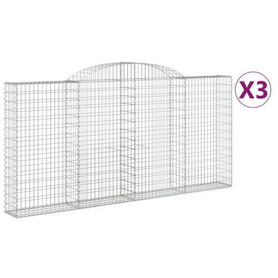 vidaXL kaarekujulised gabioonkorvid 3 tk, 300x30x140/160 cm, raud