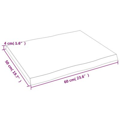 vidaXL lauaplaat, tumepruun, 60 x 50 x (2-4) cm, töödeldud täispuit